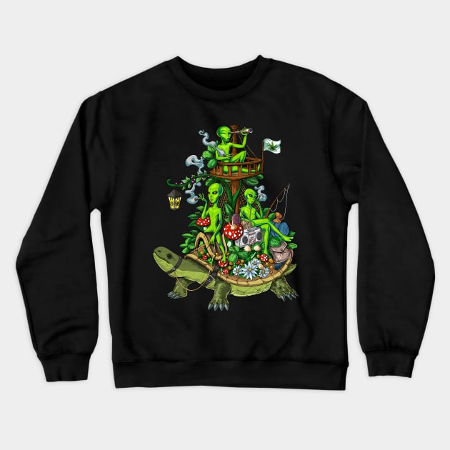 Psychedelic Aliens Trip Crewneck Sweatshirt by underheaven